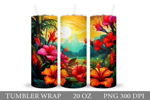 Download Tropical Flowers Tumbler Design - Premium Resources