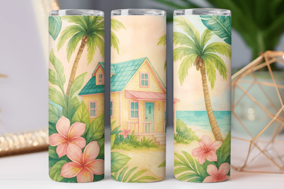 Download Tropical Pattern Tumbler Design Png Wrap - Premium Bundle