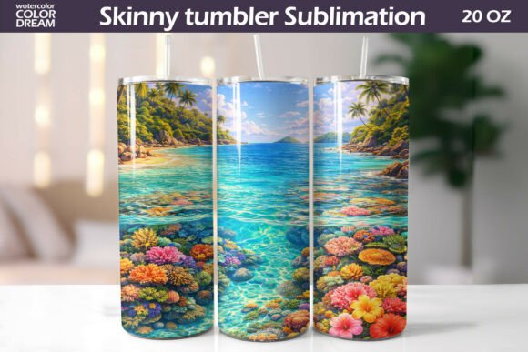 Download Tropical Beach Tumbler Design - Premium Bundle